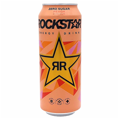 Rockstar Energy Drink Zero Sugar Peach Flavour 12x 500ml