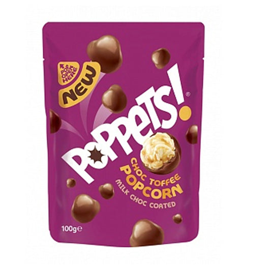 Poppets Milk Choc Coated Toffee Popcorn 9x 100g
