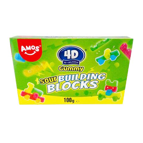 Amos 4D Gummy Sour Building Blocks 12x 100g